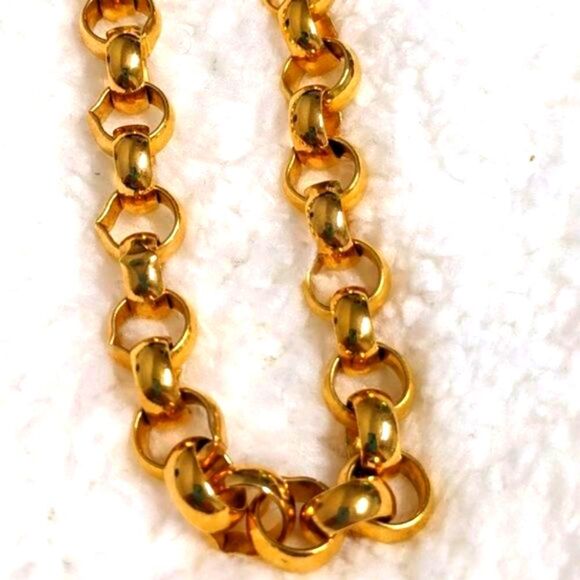 Vintage AFJ 80's Hefty Goldtone 30" Interlocking Chain Necklace - Picture 7 of 10
